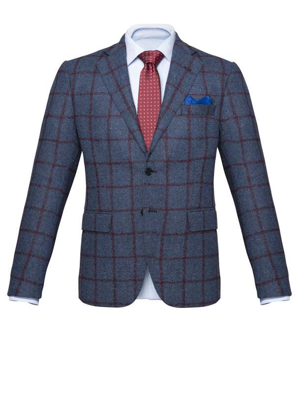 Blue/Burgundy Windowpane Jacket by Bottoli - BAZOOKA 